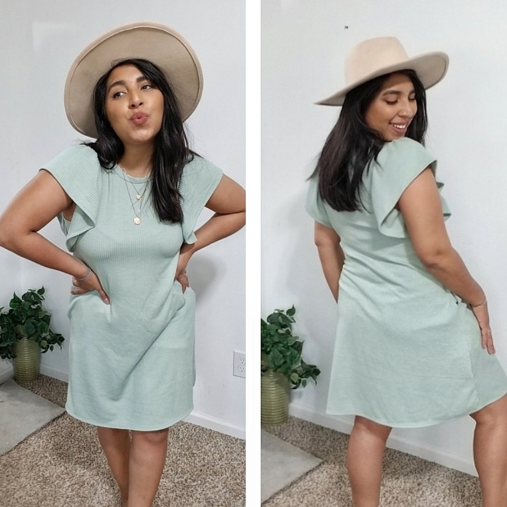 REJOICE RIBBED DRESS IN GREEN